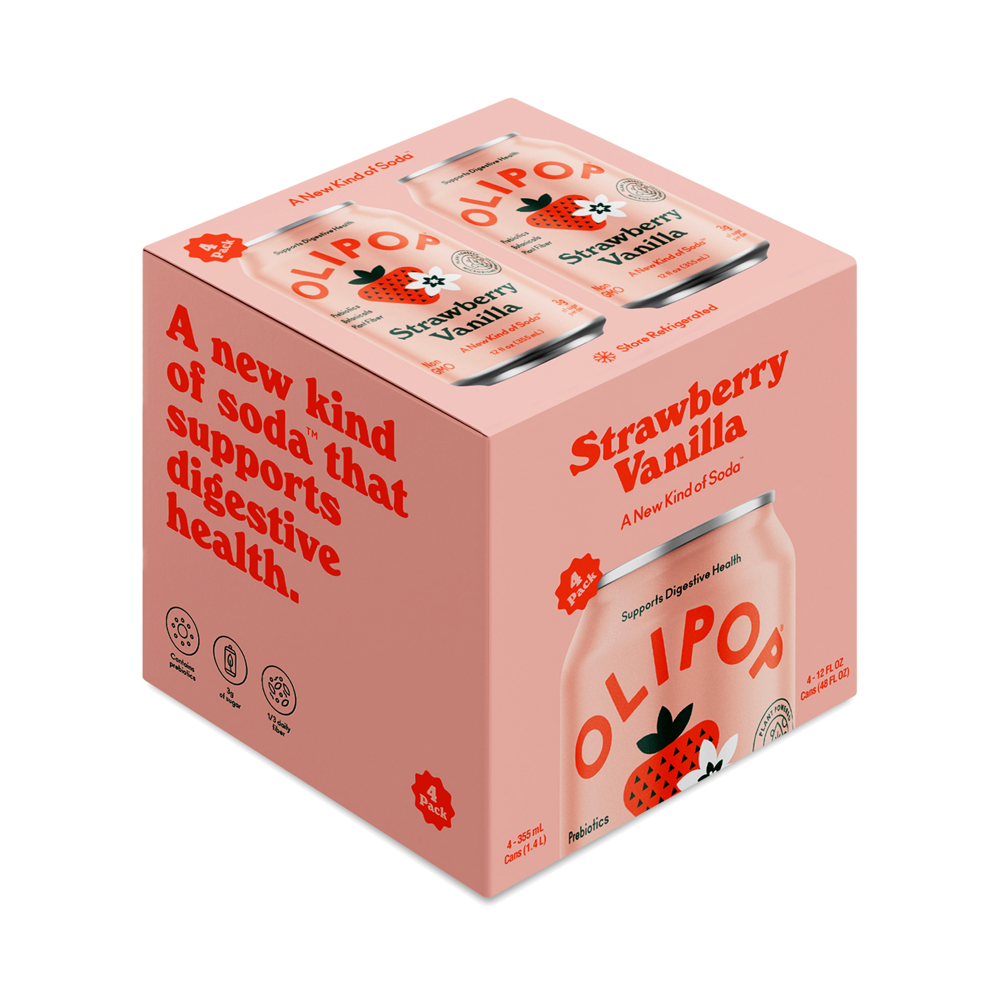 Olipop Strawberry Vanilla, 4 Pack Thrive Market