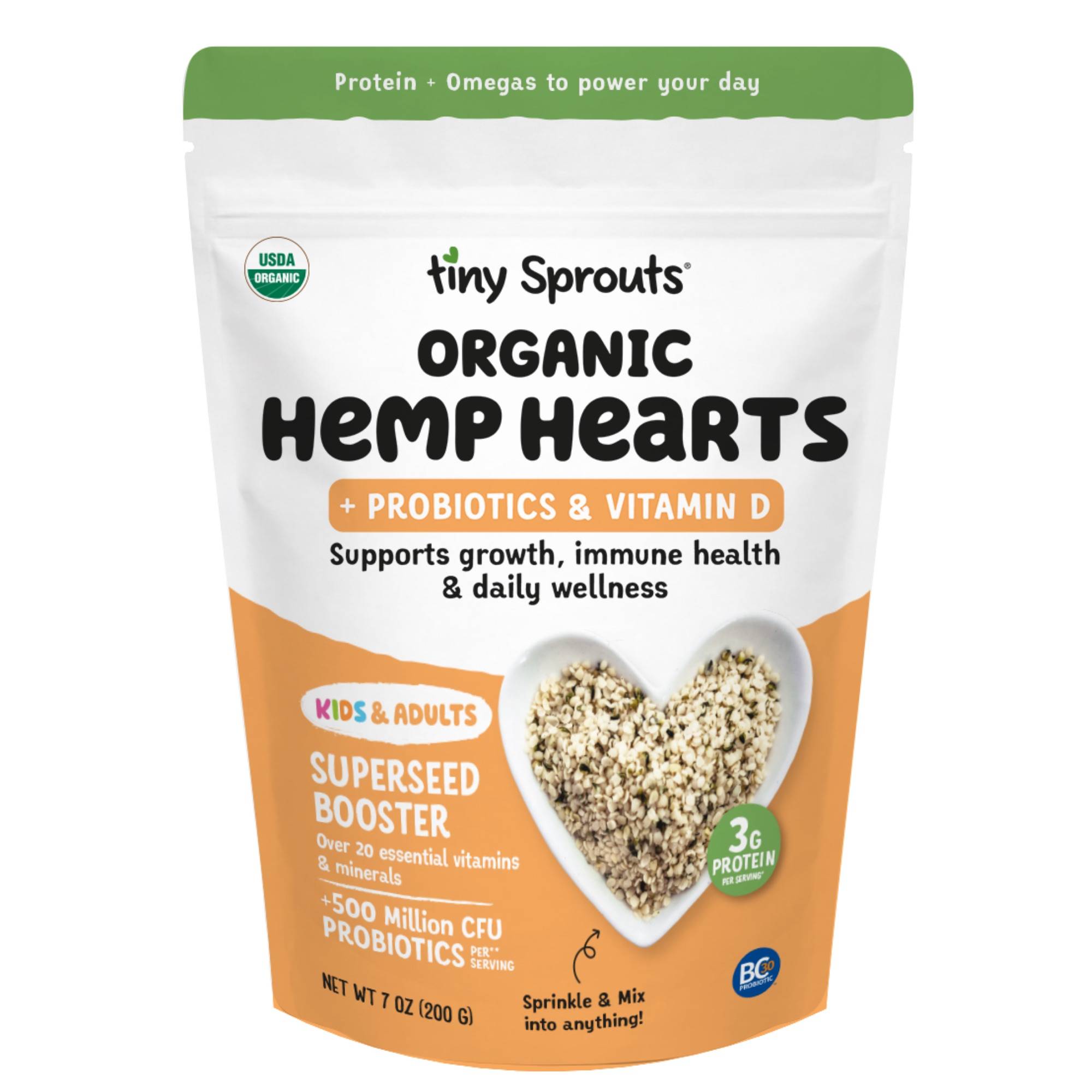 Organic Hemp Hearts + Vitamin D & Probiotics