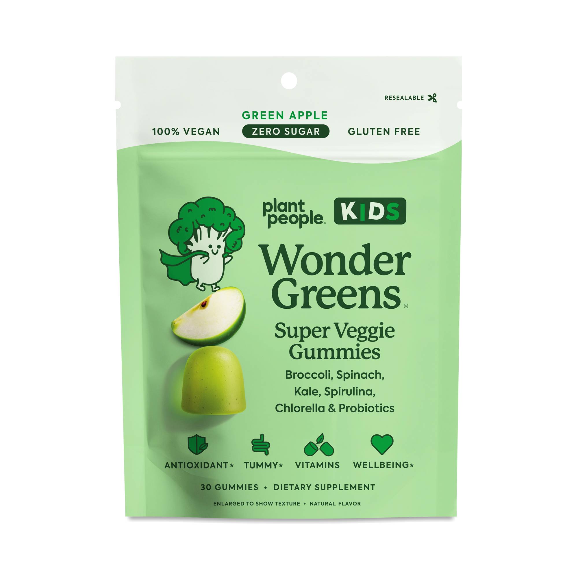 Wonder Greens Kids Super Veggie Gummies, Green Apple