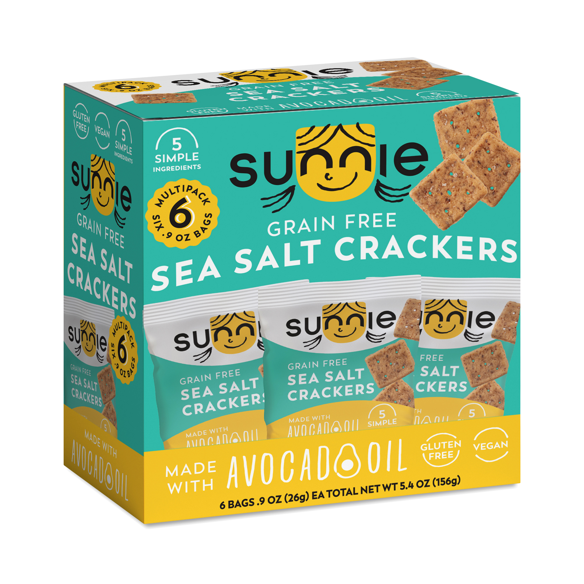 Sunnie Grain Free Crackers, Sea Salt, Snack Pack | Thrive Market