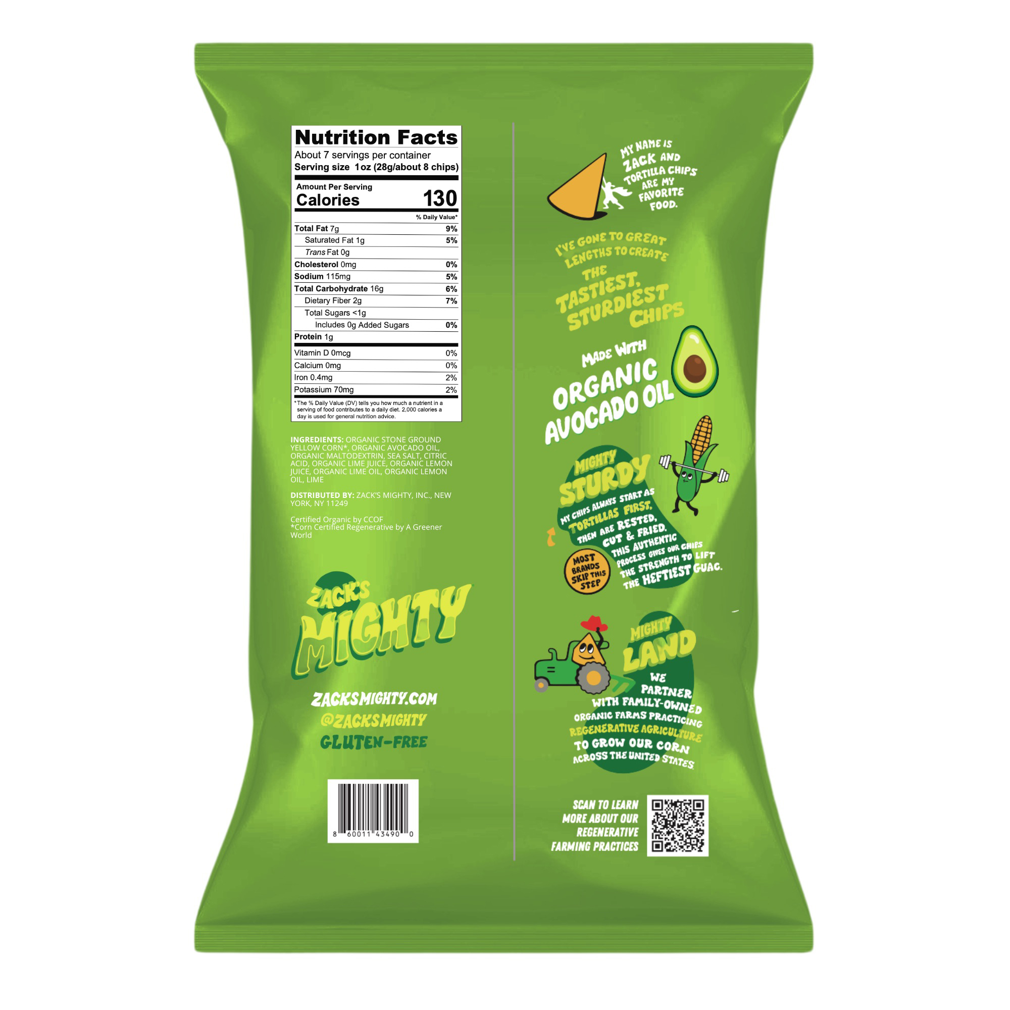 Zack's Mighty Organic Avocado Oil Tortilla Chips, Lime | Thrive Market