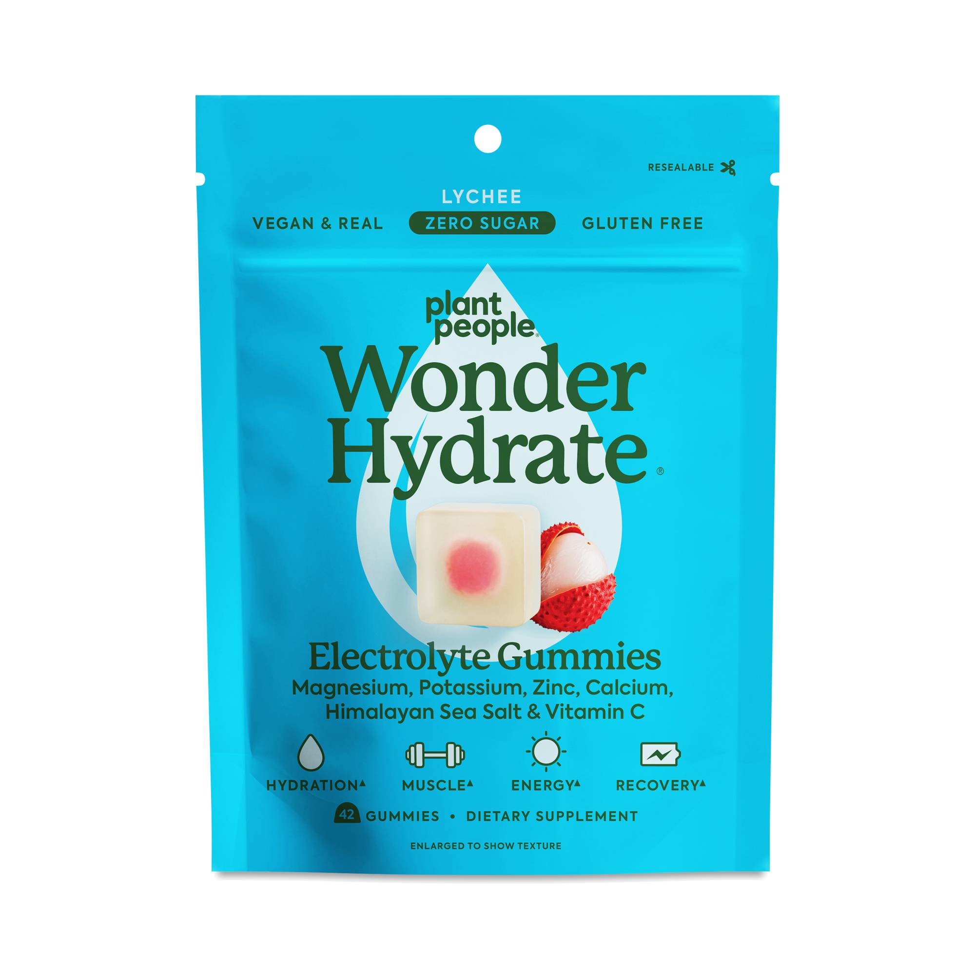 Wonder Hydrate Electrolyte Gummies, Lychee