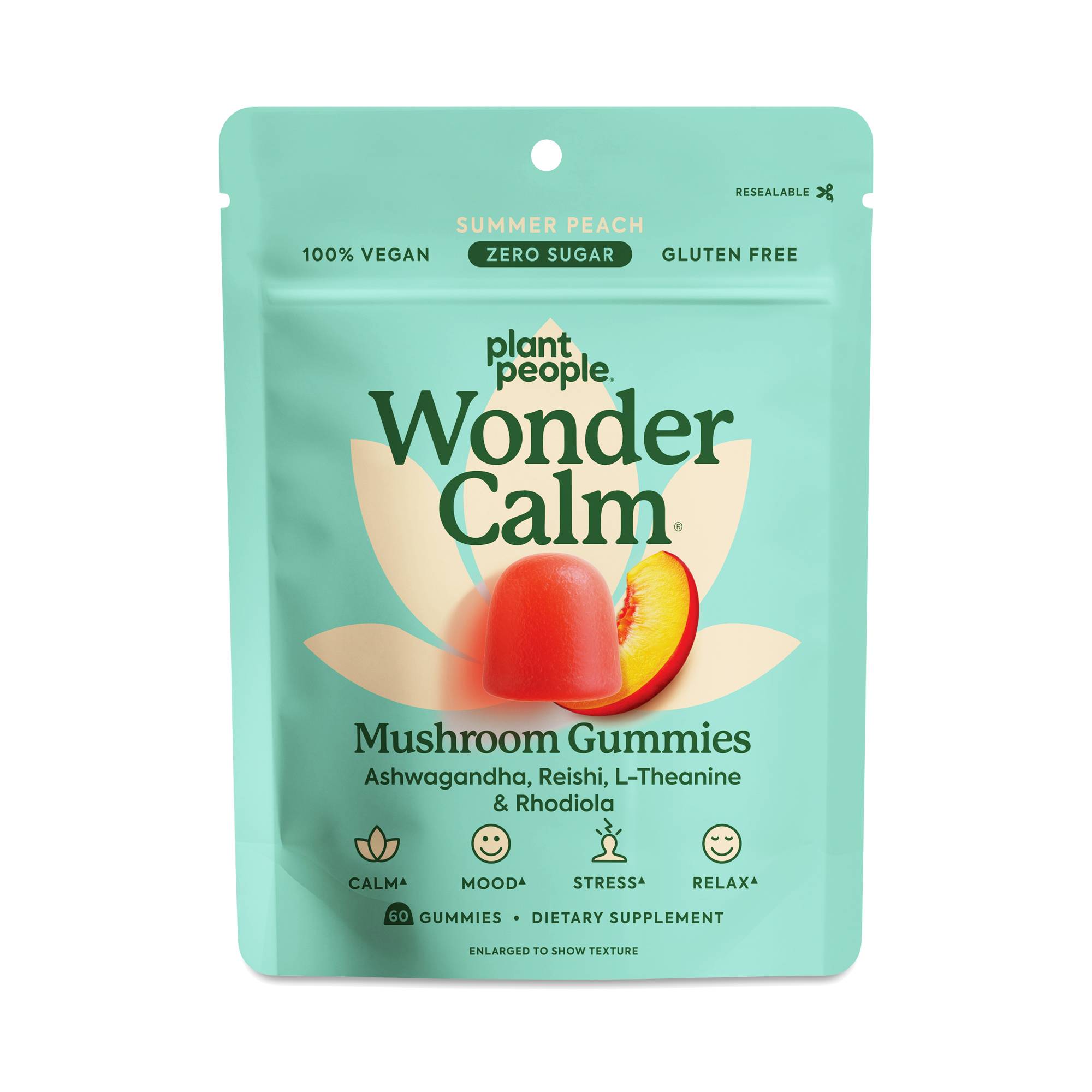 Wonder Calm Mushroom Gummies, Summer Peach
