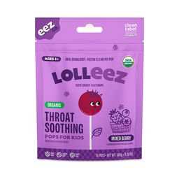 Lolleez Organic Throat Soothing Pops for Kids, Mixed Berry