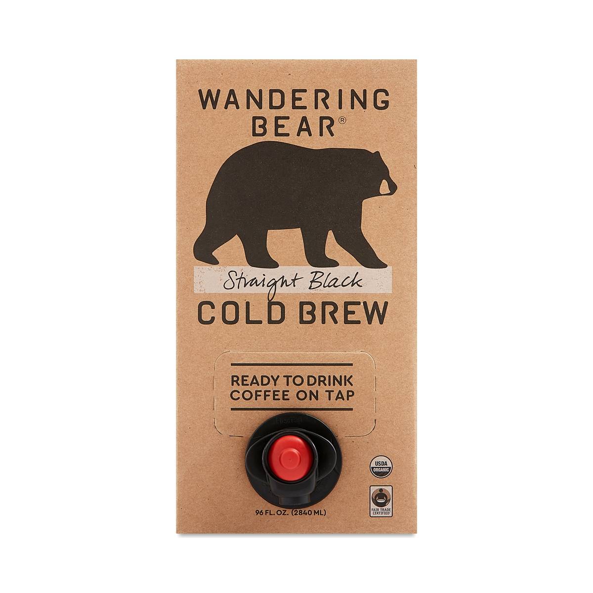 Wandering Bear Coffee Cold Brew Coffee on Tap, Straight Black 96 oz