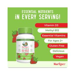 Vitamin D3 & B12 Gummies, Strawberry
