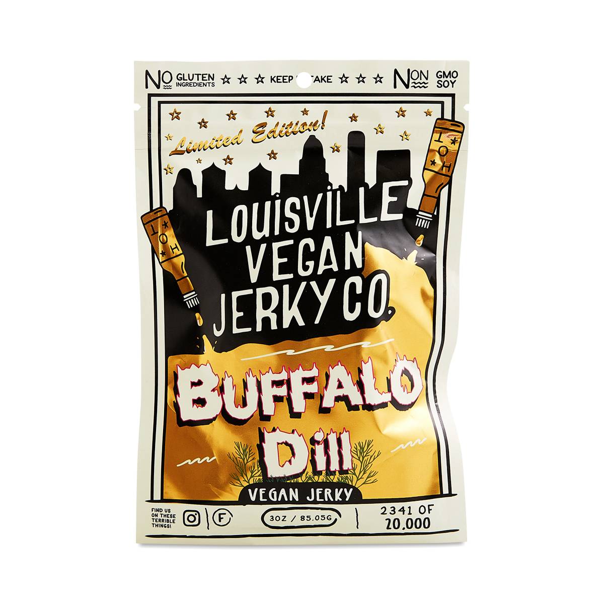Limited Edition Buffalo Dill Vegan Jerky by Louisville Vegan Jerky Co