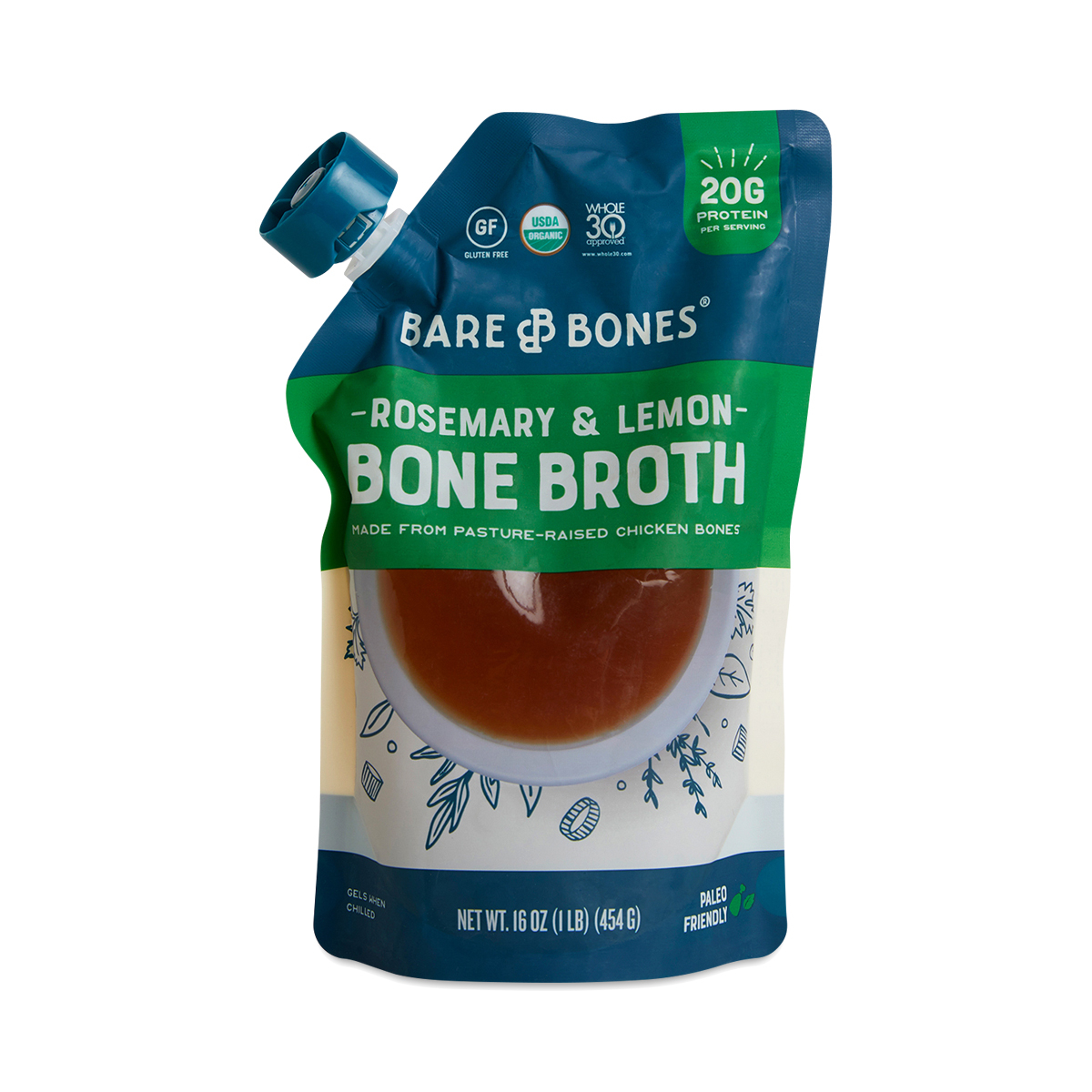 Rosemary & Lemon Chicken Bone Broth by Bare Bones | Thrive Market