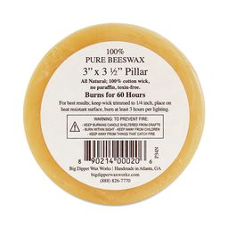 Pure Beeswax Pillar Candle, Medium