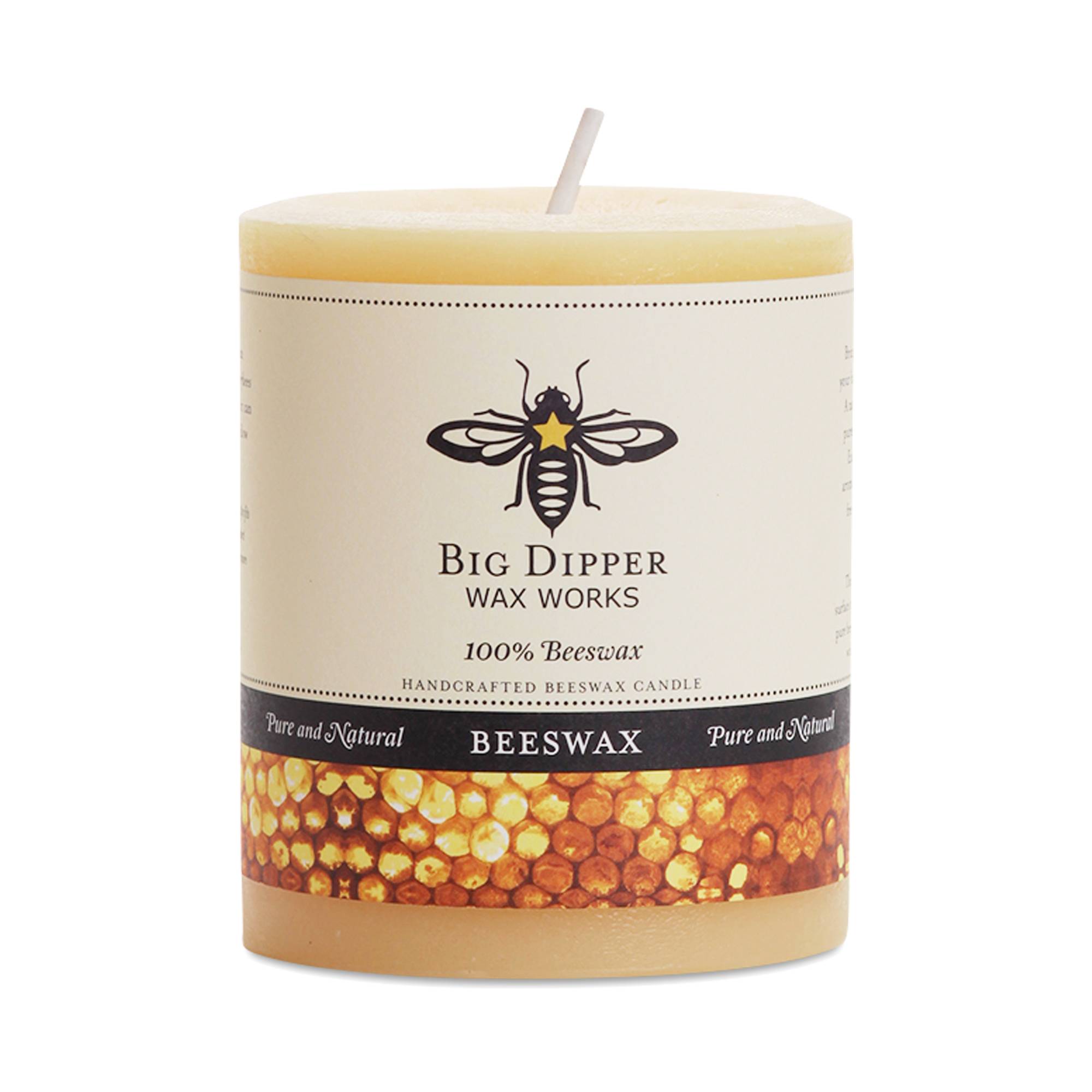 Pure Beeswax Pillar Candle, Medium