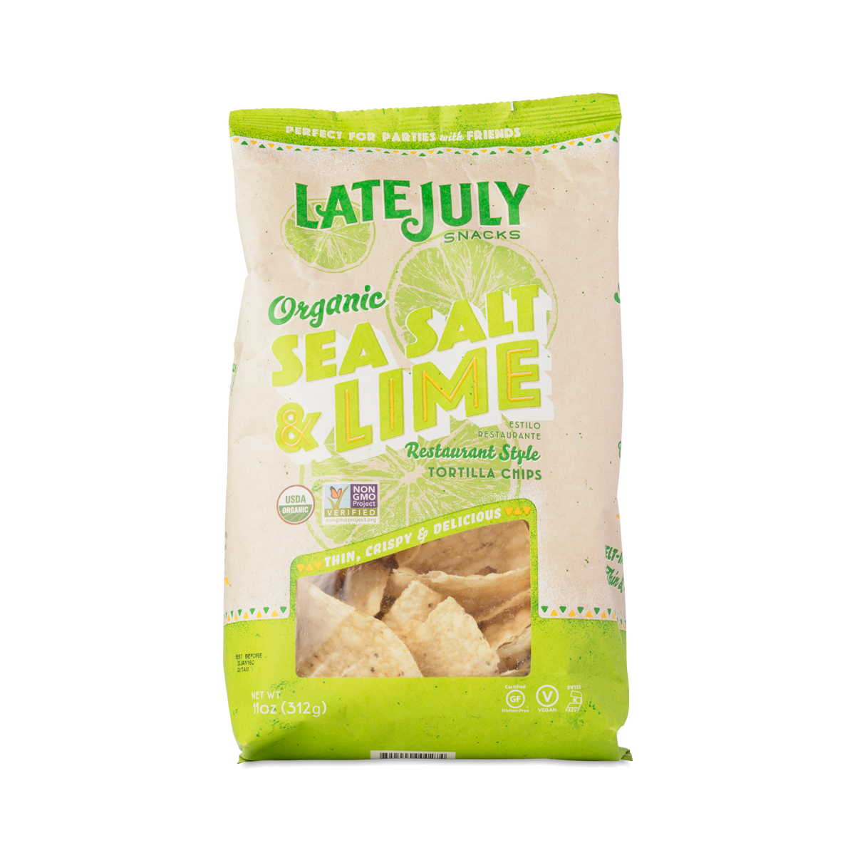Sea Salt & Lime Organic Tortilla Chips by Late July Thrive Market