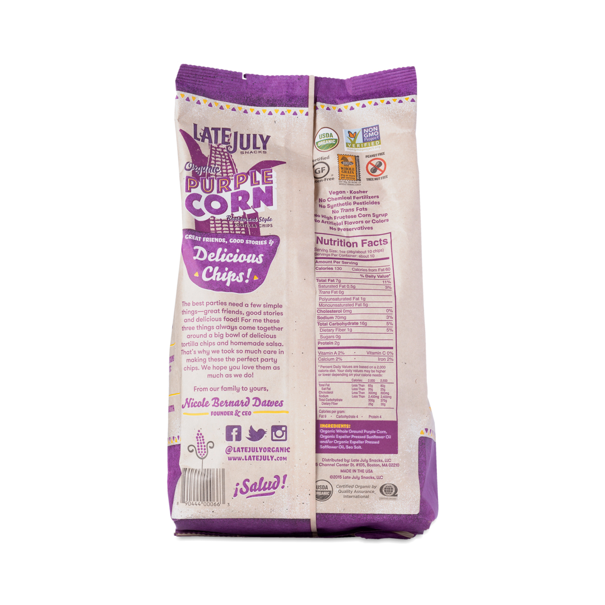 Organic Purple Corn Tortilla Chips by Late July Thrive Market