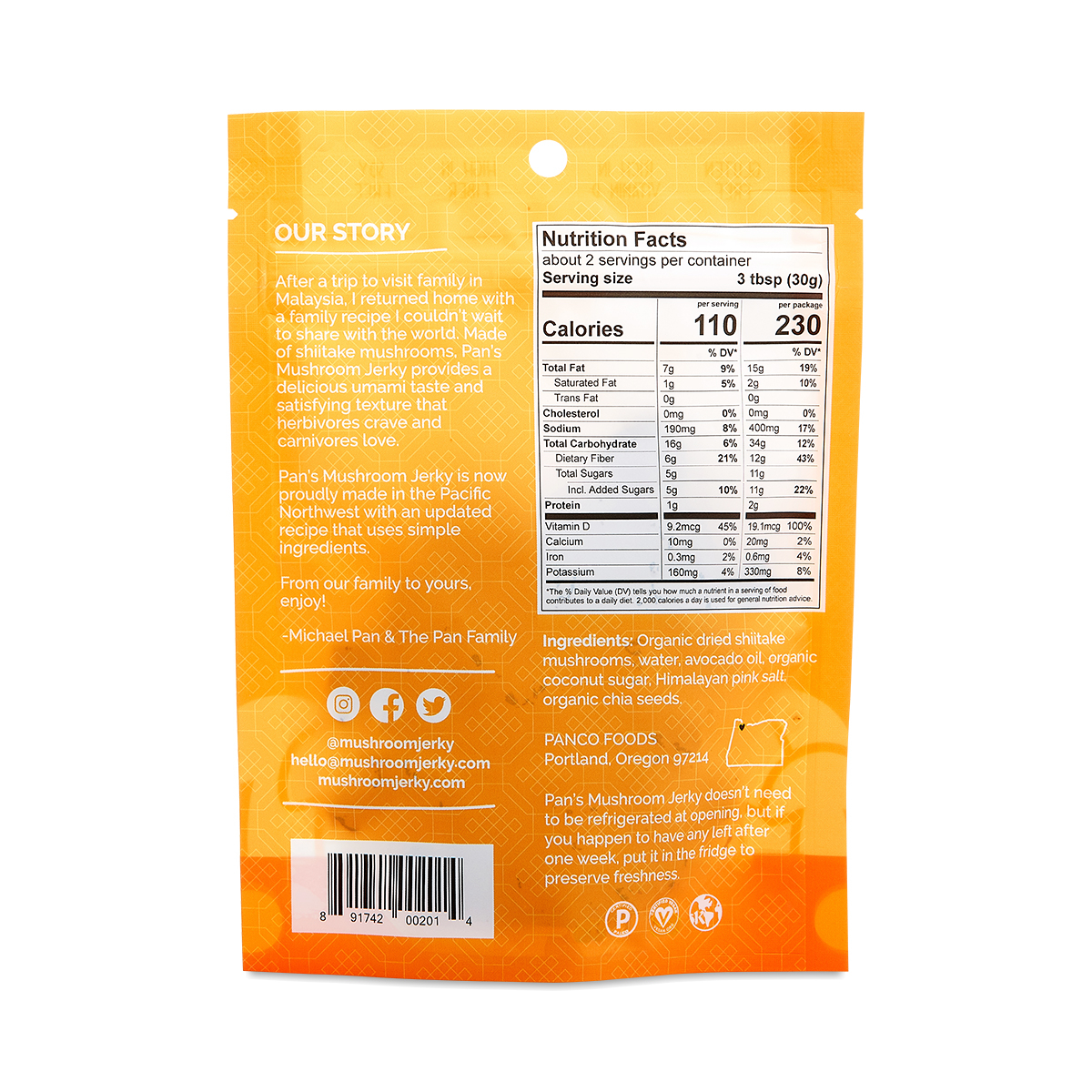 Pan's Mushroom Jerky Original Mushroom Jerky Thrive Market