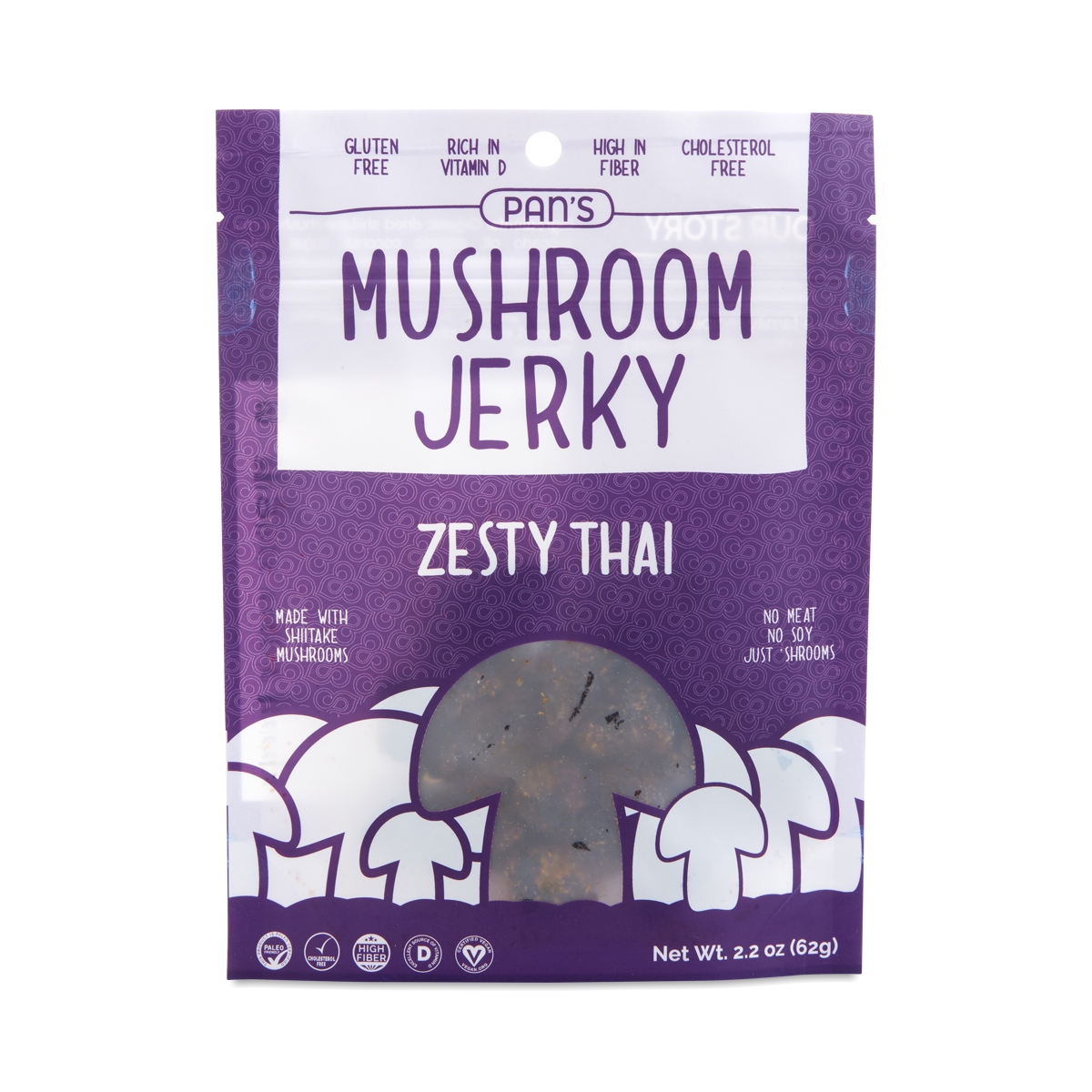 891742002021 UPC Pan's Mushroom Jerky Zesty Thai Mushroom Jerky 2.2