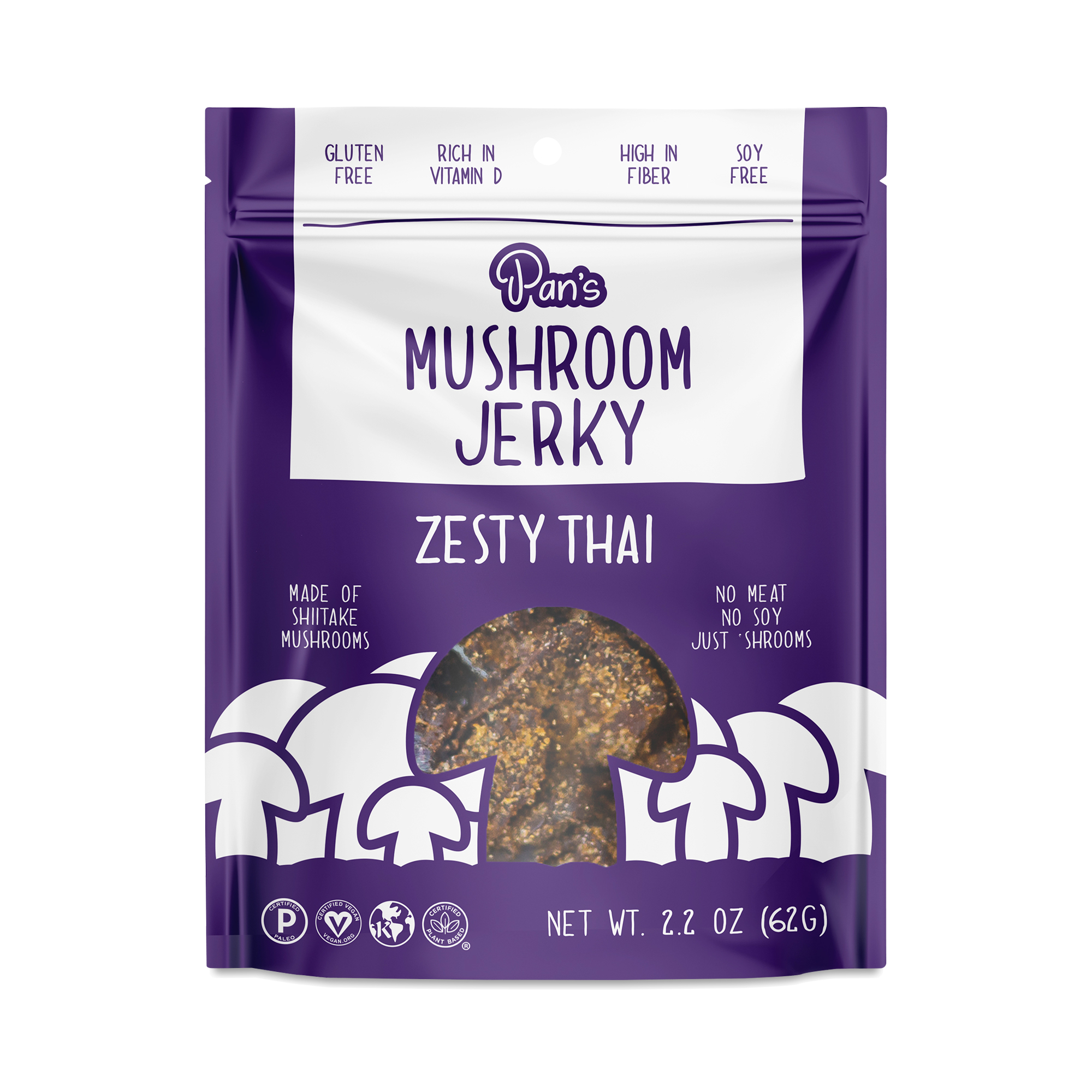 Pan's Mushroom Jerky Mushroom Jerky, Zesty Thai Thrive Market