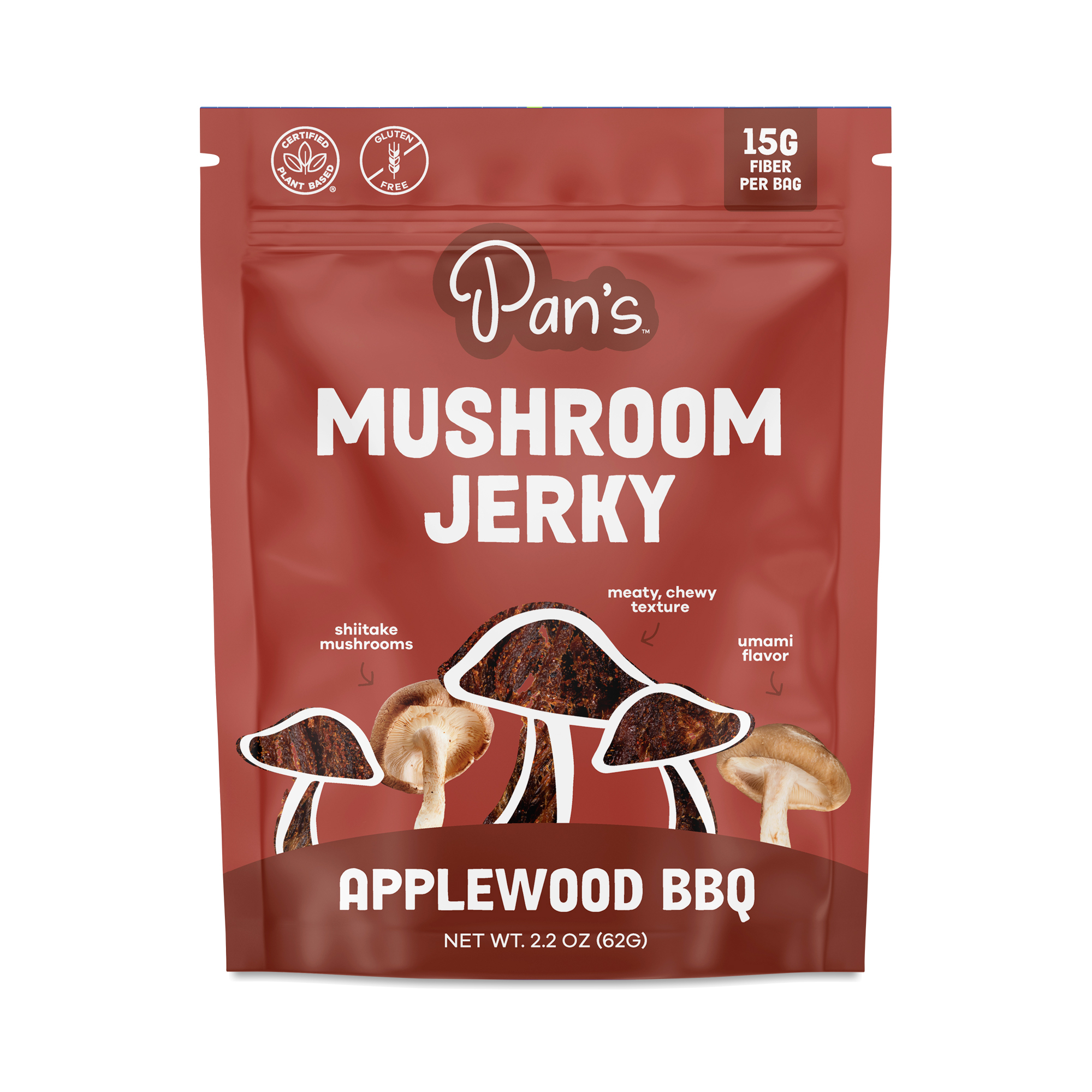 Pan's Mushroom Jerky Mushroom Jerky, Applewood BBQ  2.2 oz pouch