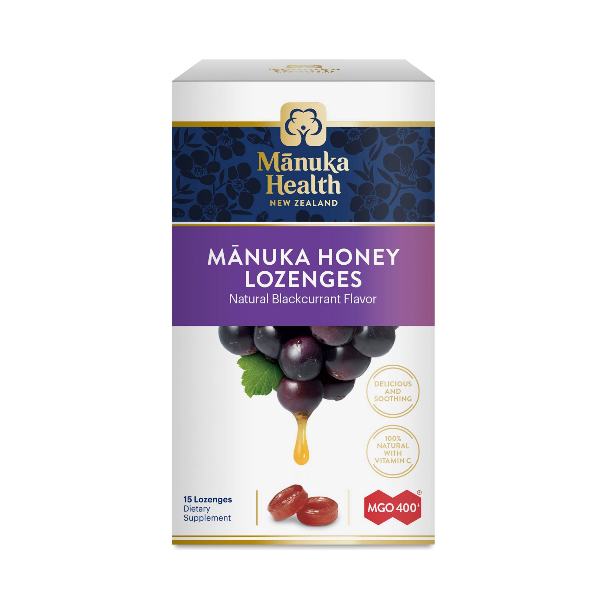 MGO 400+ Manuka Honey Lozenges, Blackcurrant