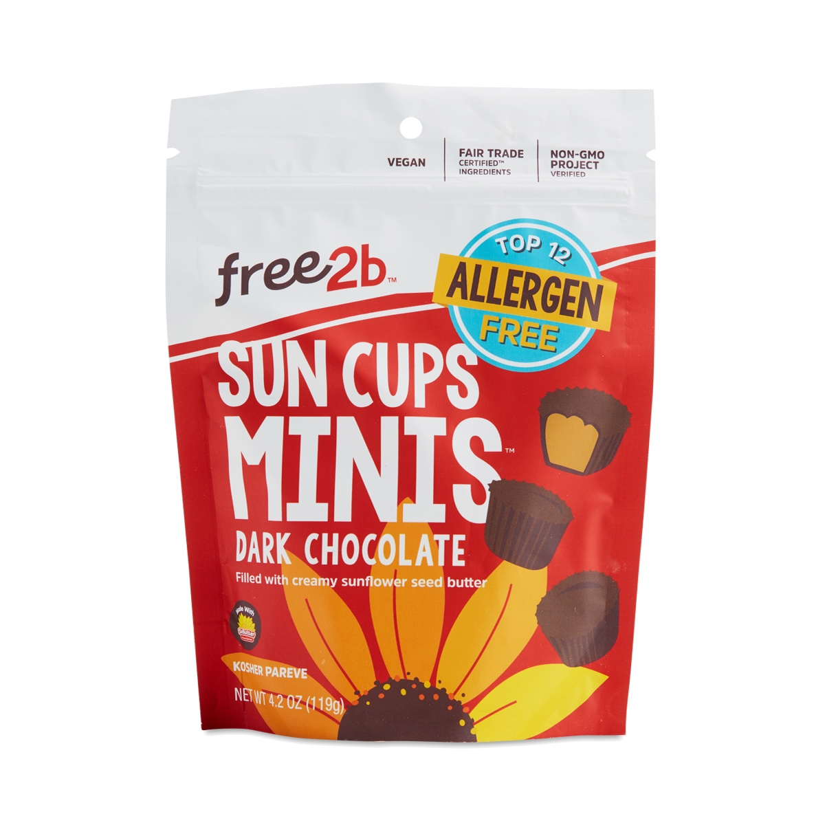 Free2b Dark Chocolate Sun Cups Minis 4.2 oz pouch