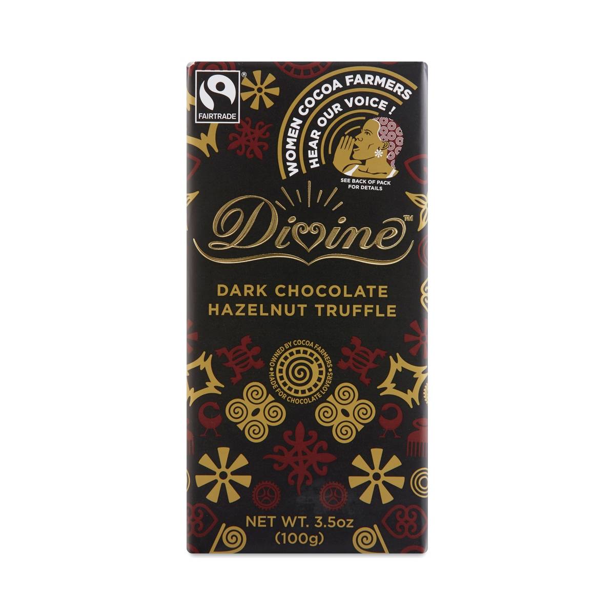 Divine Chocolate Dark Chocolate with Hazelnut Truffle Bar Thrive Market