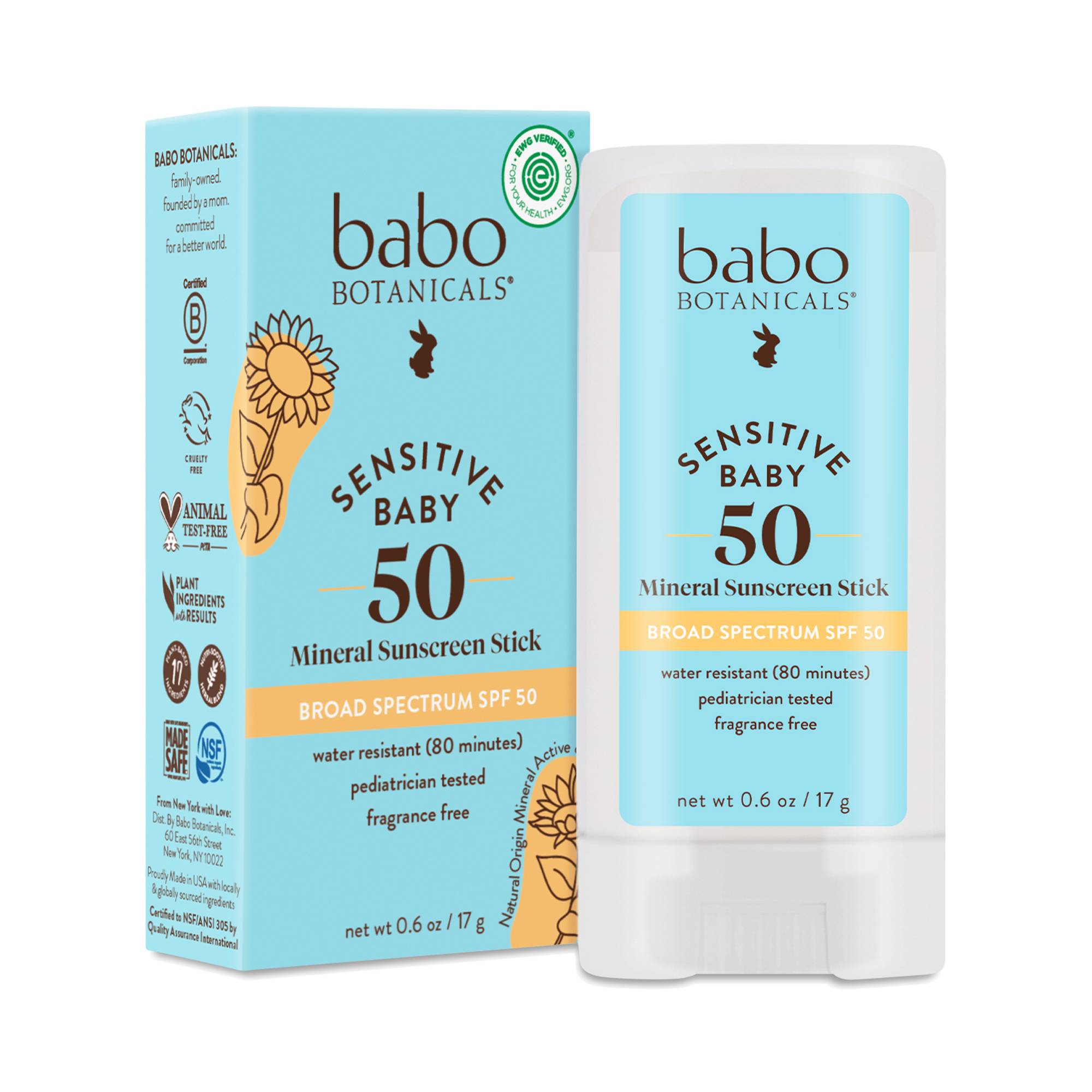 Sensitive Baby Mineral Sunscreen Stick, SPF50