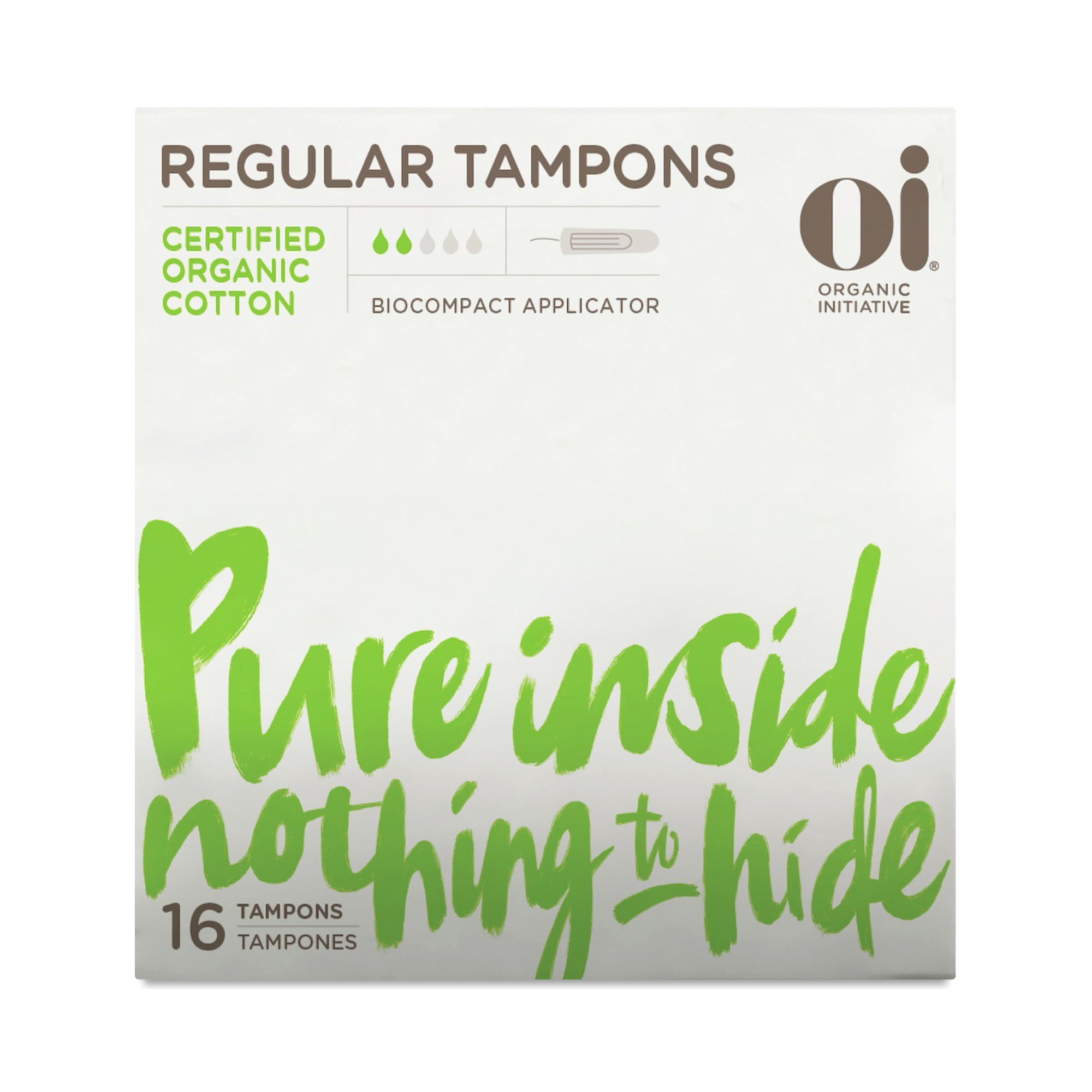 Regular Organic Cotton Tampons with BioCompact Applicator by Oi