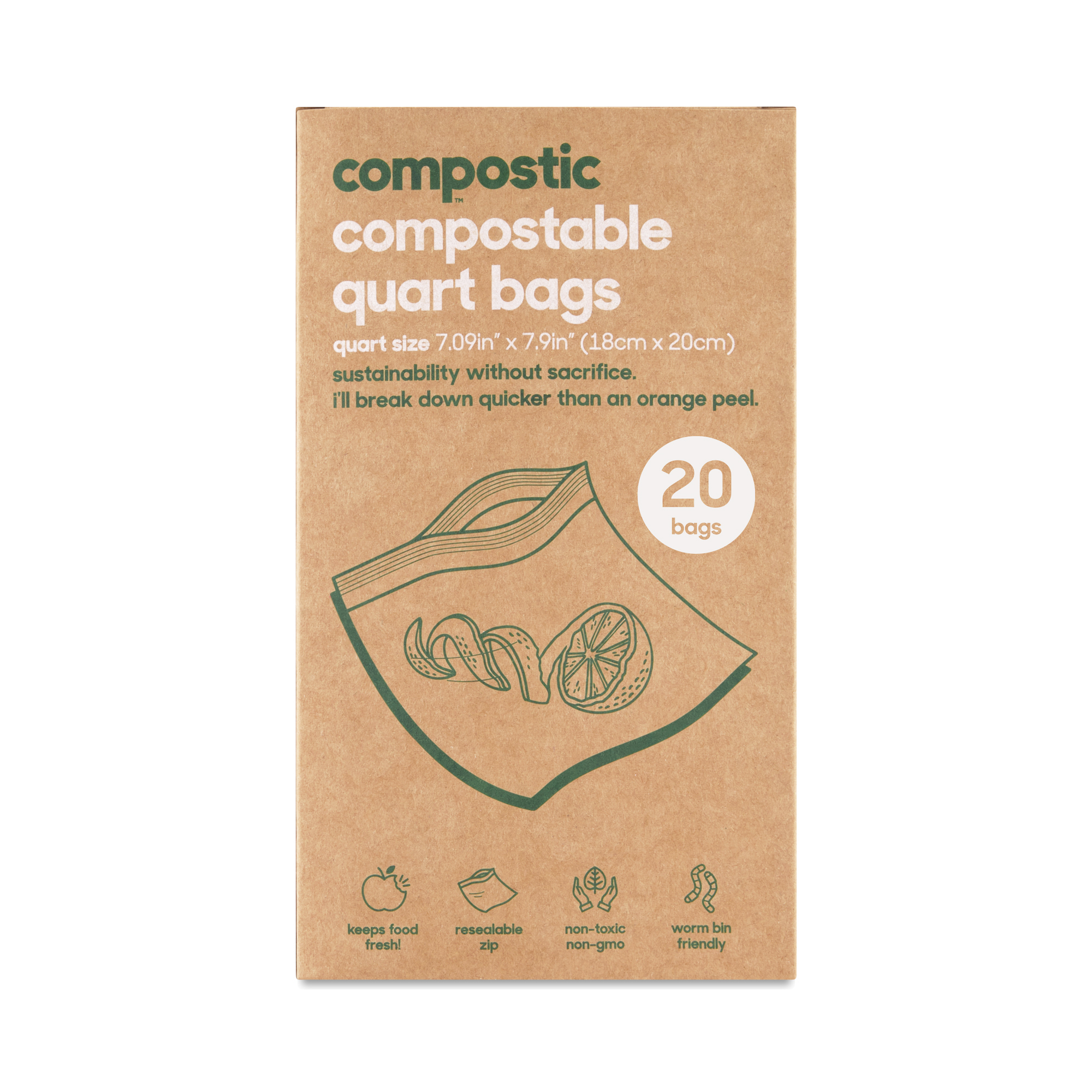 Compostic Compostable QuartSized Seal Top Bags Thrive Market