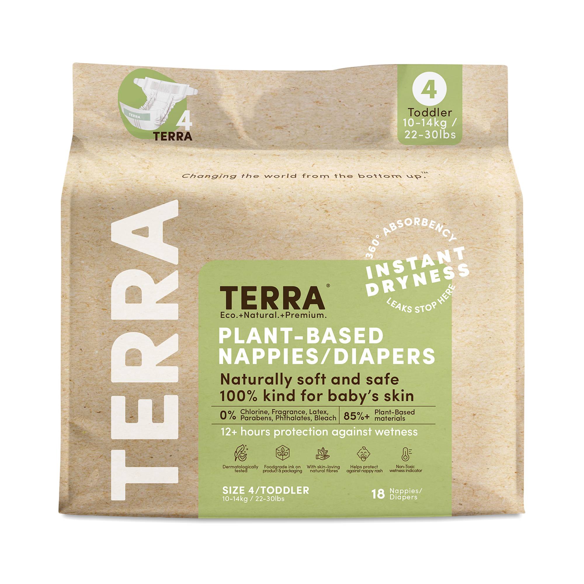 Plant-Based Diapers, Size 4 Toddler