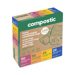 Home Compostable Resealable Bags, Variety Pack