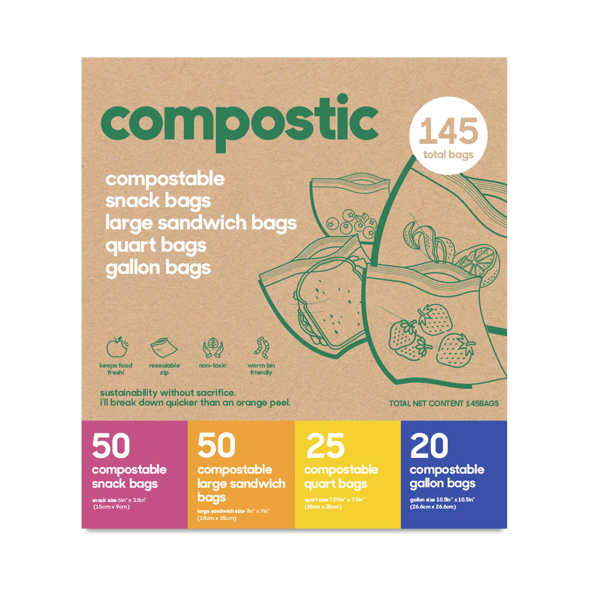 Compostable Snack Bags, Variety Pack