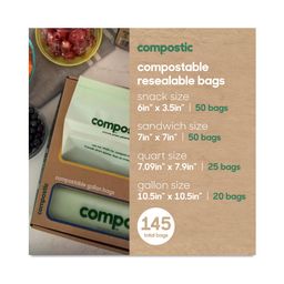 Home Compostable Resealable Bags, Variety Pack