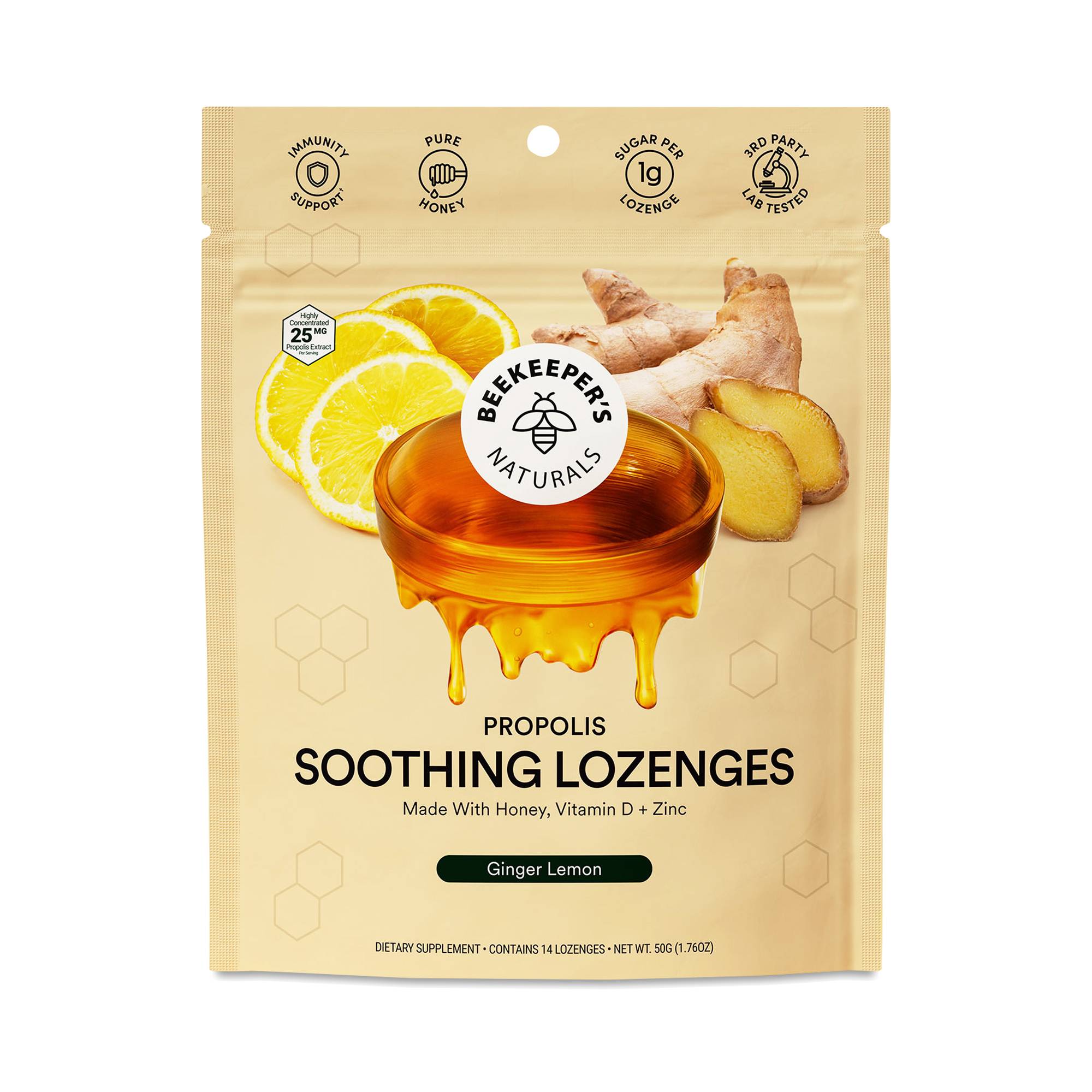 Propolis Soothing Lozenges, Ginger Lemon