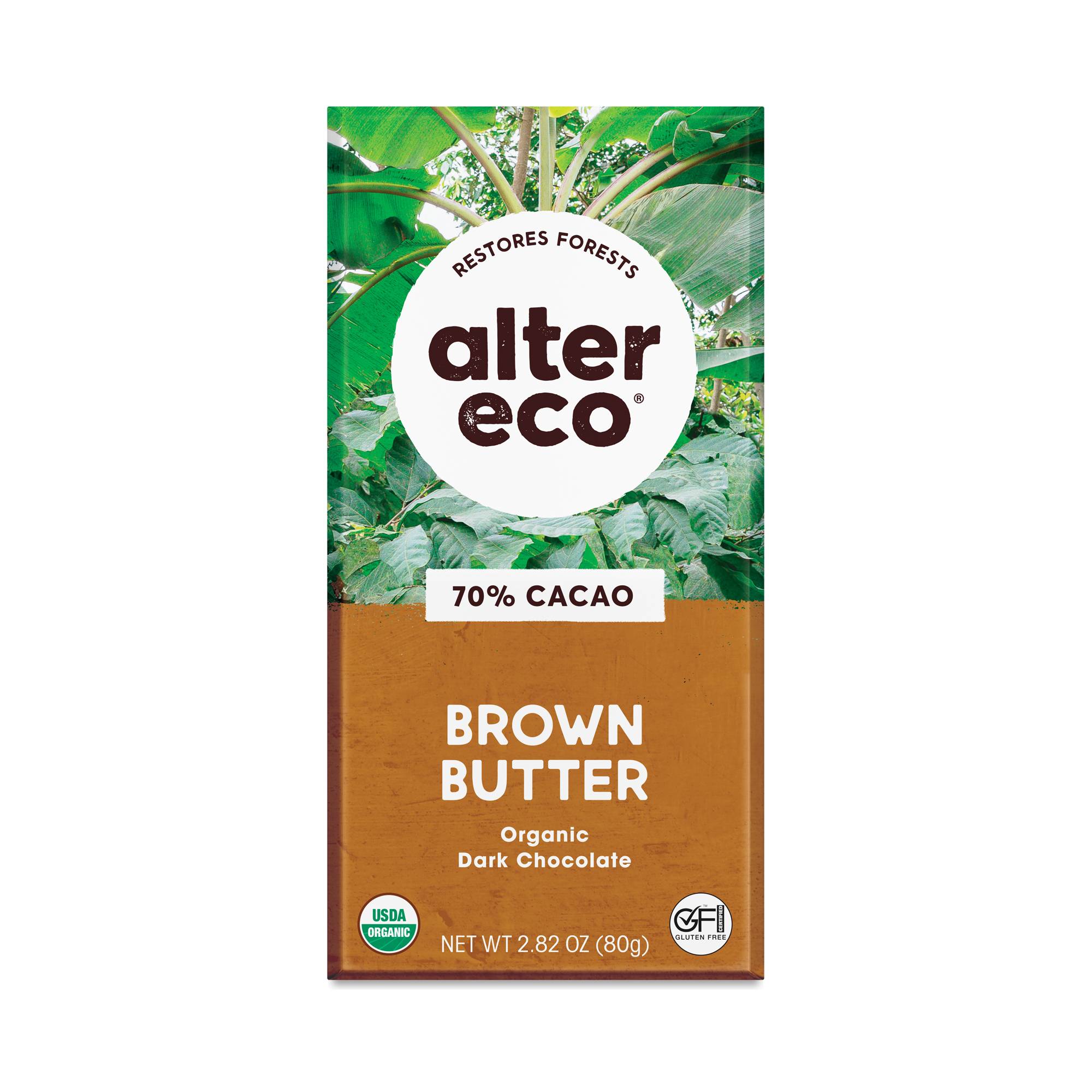 Organic Chocolate Bar, Dark Chocolate Salted Brown Butter