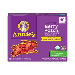 Organic Bunny Fruit Flavored Snacks, Berry Patch
