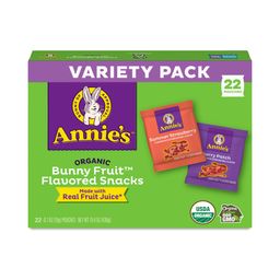 Organic Bunny Fruit Flavored Snacks, Variety Snack Pack