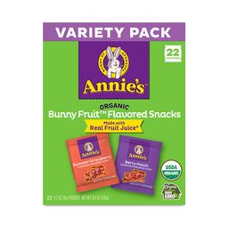 Organic Bunny Fruit Flavored Snacks, Variety Snack Pack