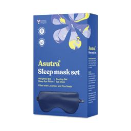 Weighted Sleep Mask Set with Cooling Gel Mask, Navy Blue