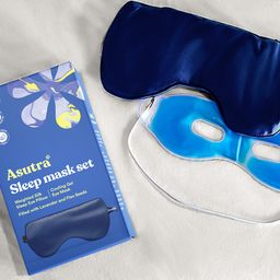 Weighted Sleep Mask Set with Cooling Gel Mask, Navy Blue