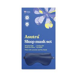 Weighted Sleep Mask Set with Cooling Gel Mask, Navy Blue
