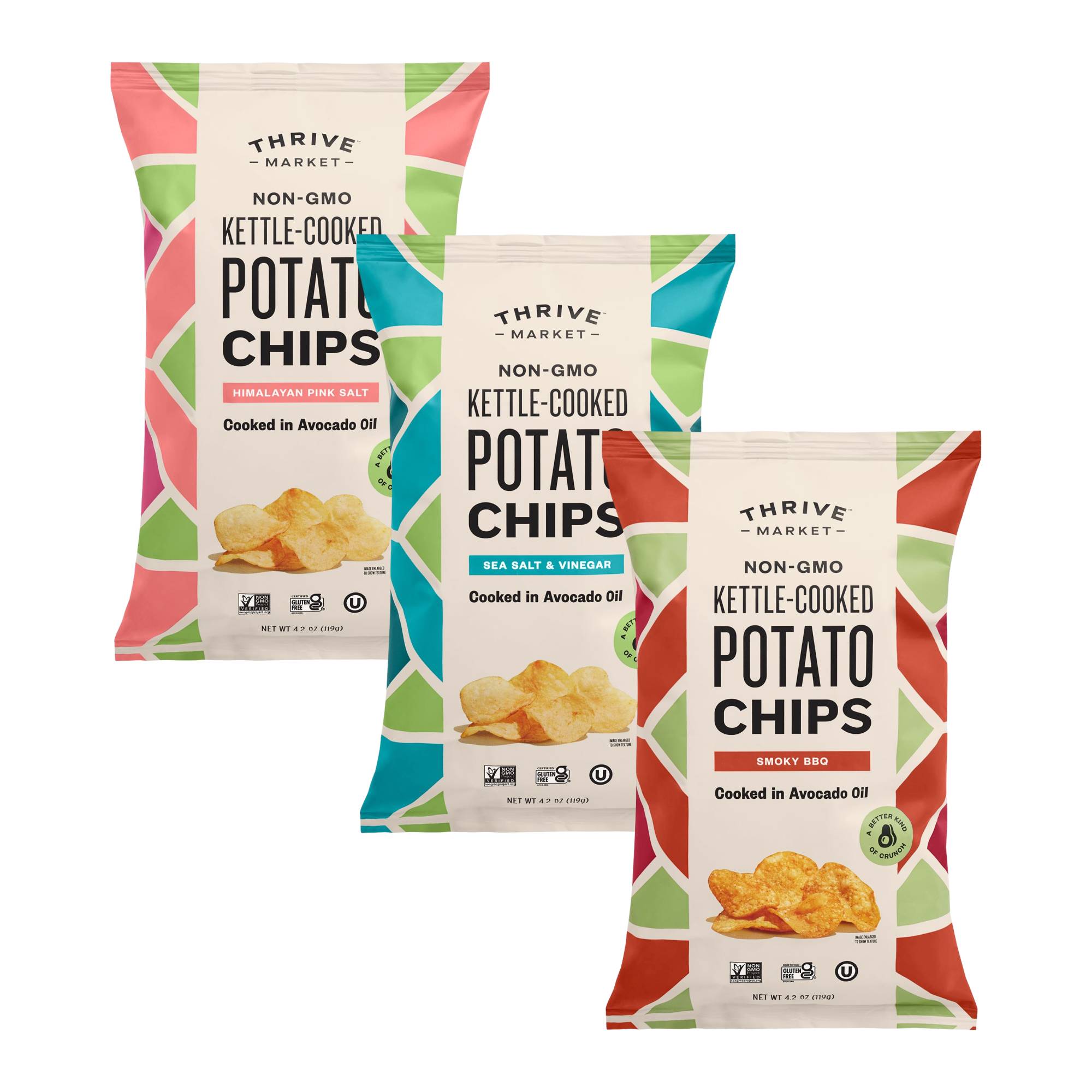 Non-GMO Avocado Oil Potato Chips, Variety 3-Pack