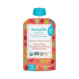 Stage 2 Baby Fruit Blend Pouches, Peach, Pear, Strawberry, Banana & Watermelon