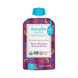 Stage 2 Baby Fruit Blend Pouches, Plum, Blueberry, Banana & Beet