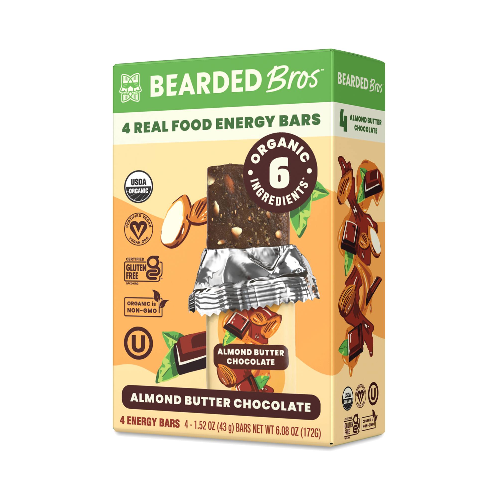 Organic Real Food Energy Bars, Almond Butter Chocolate