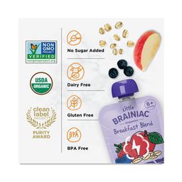 Little Brainiac Fruit & Oat Brain Squeezies, Berry Apple Oat