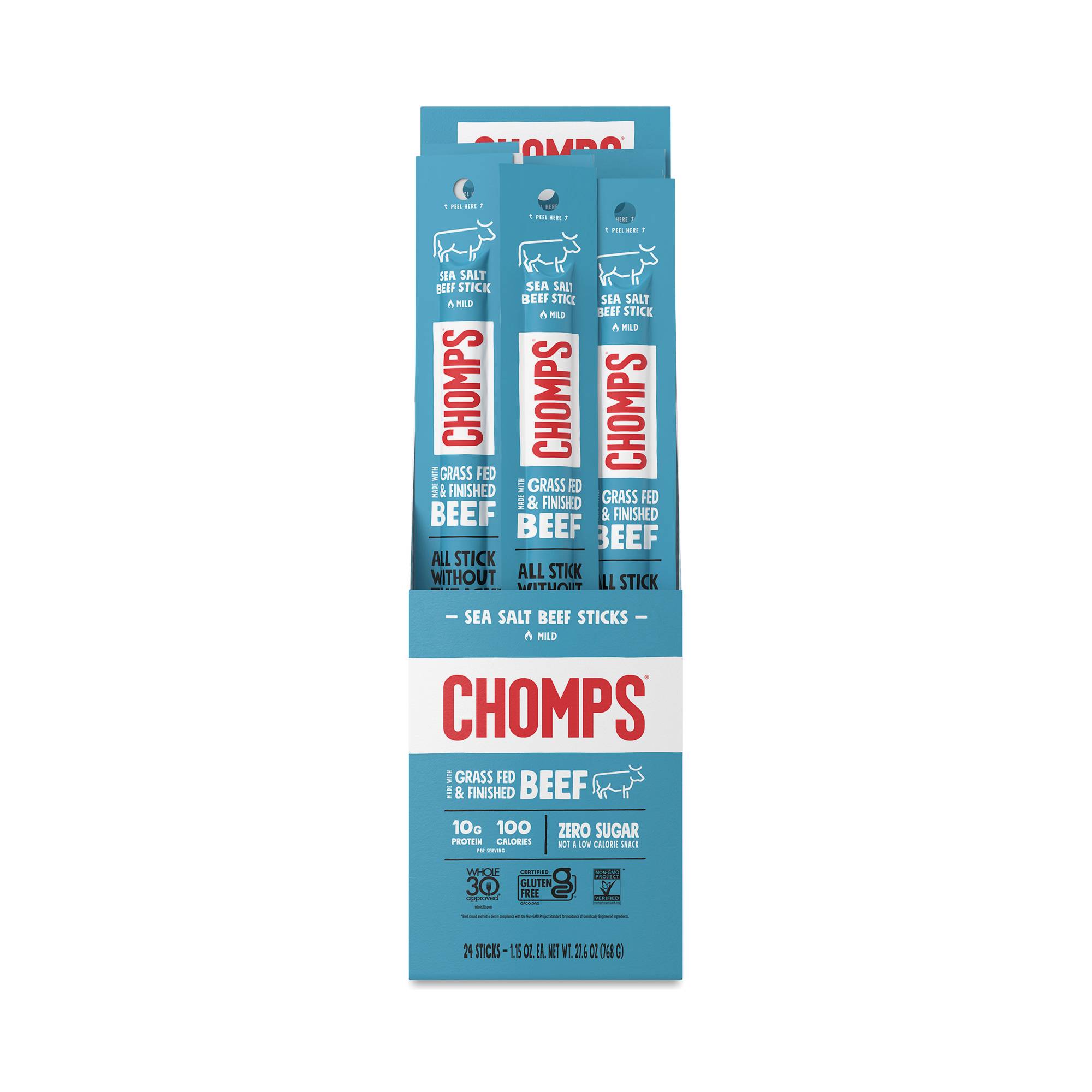 Grass-Fed Beef Sticks, Sea Salt, Value Size