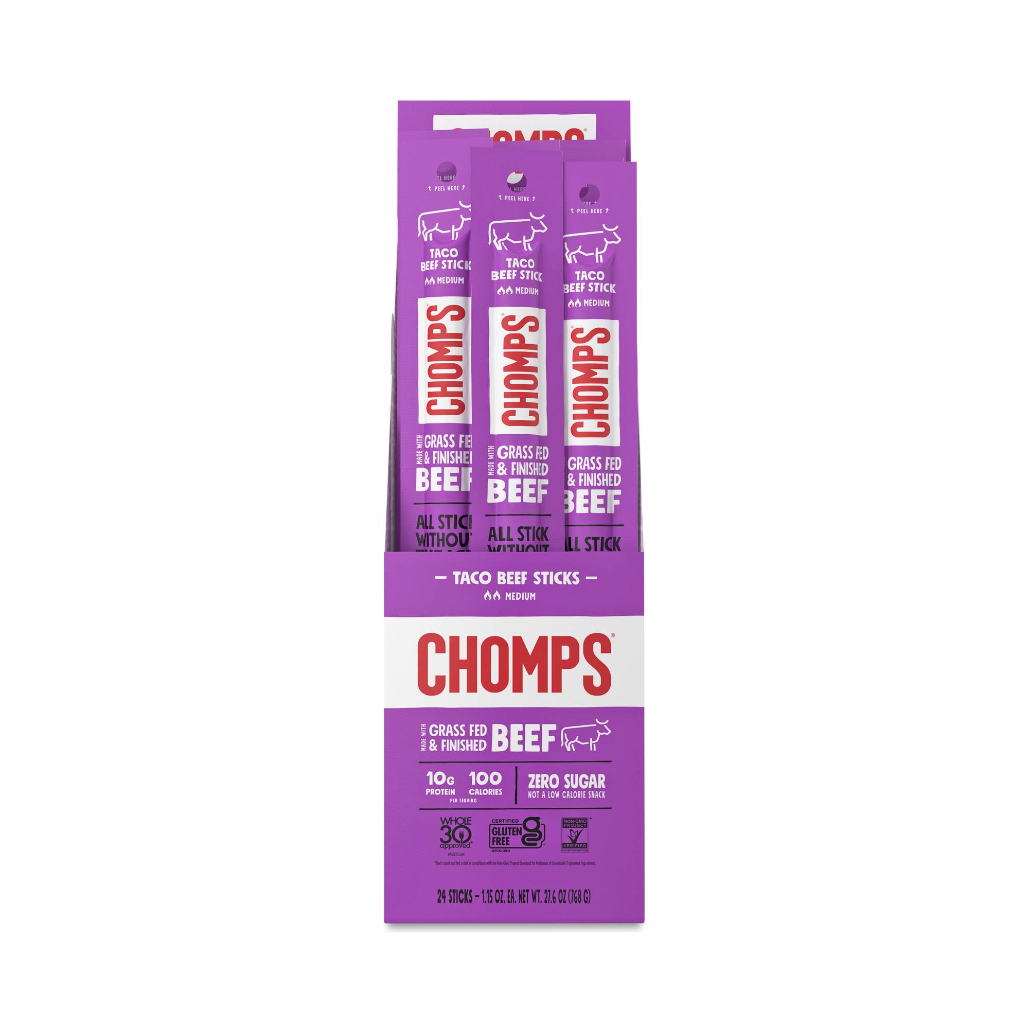 Grass-Fed Beef Sticks, Taco, Value Size