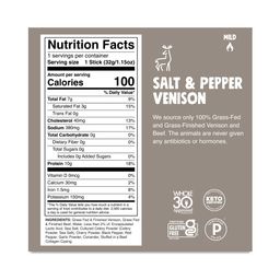 Grass-Fed Venison Sticks, Salt & Pepper