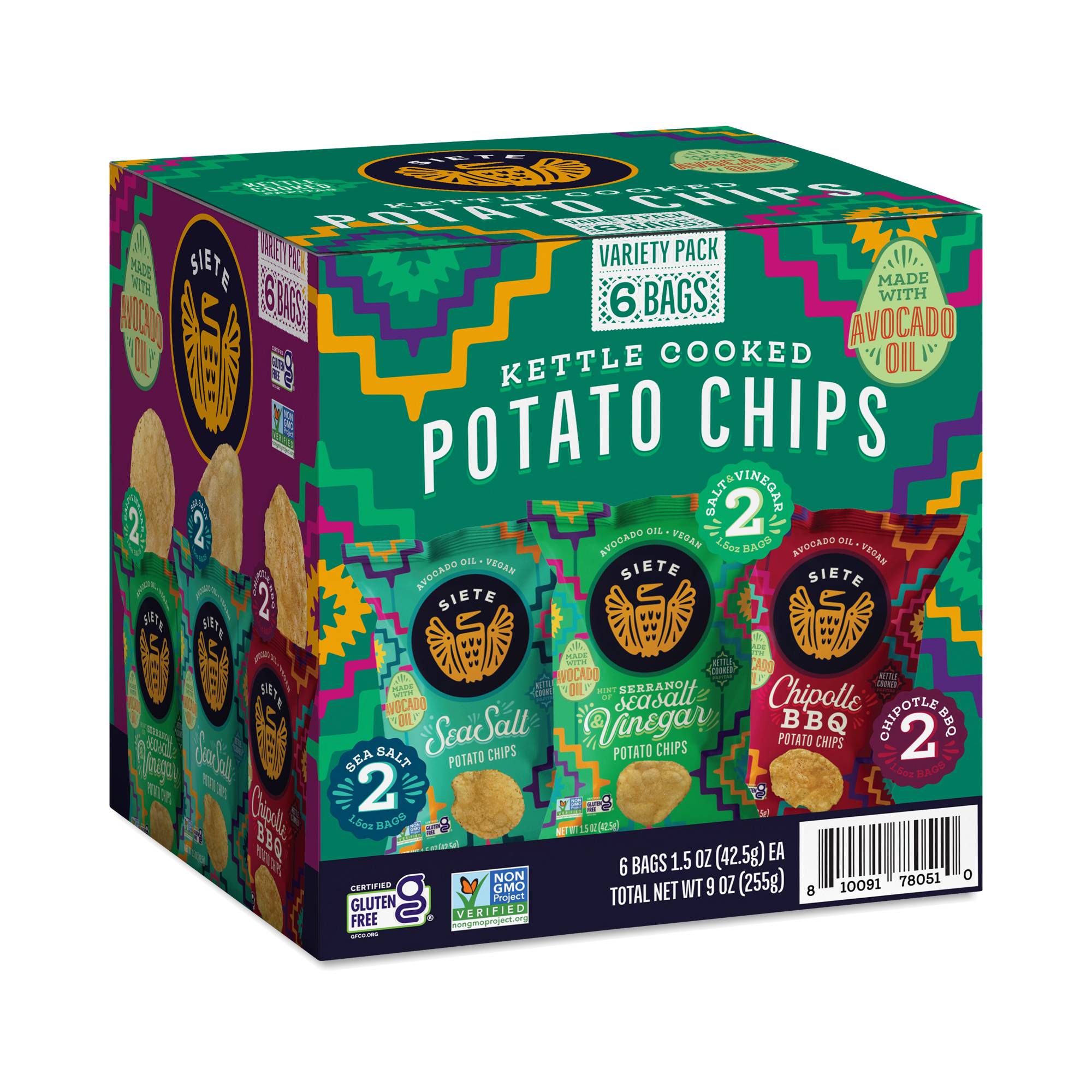 Kettle Cooked Potato Chips, Variety Snack Pack
