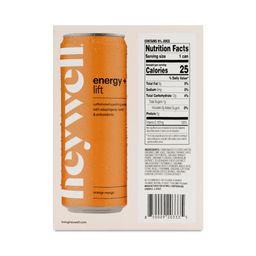 Caffeinated Sparkling Water, Energy + Lift Orange Mango