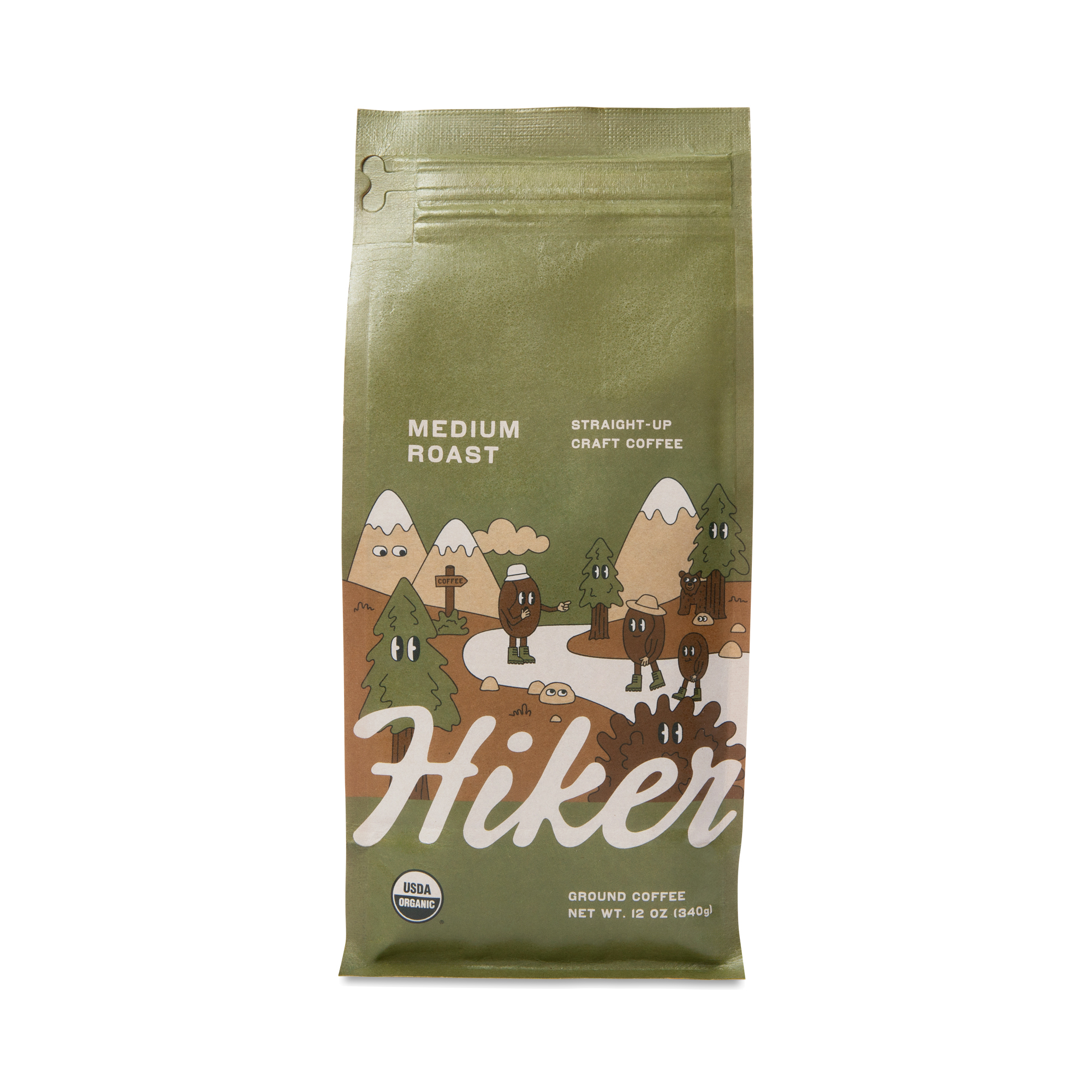 Hiker Coffee Ground Coffee, Medium Roast 12 oz bag, Ground