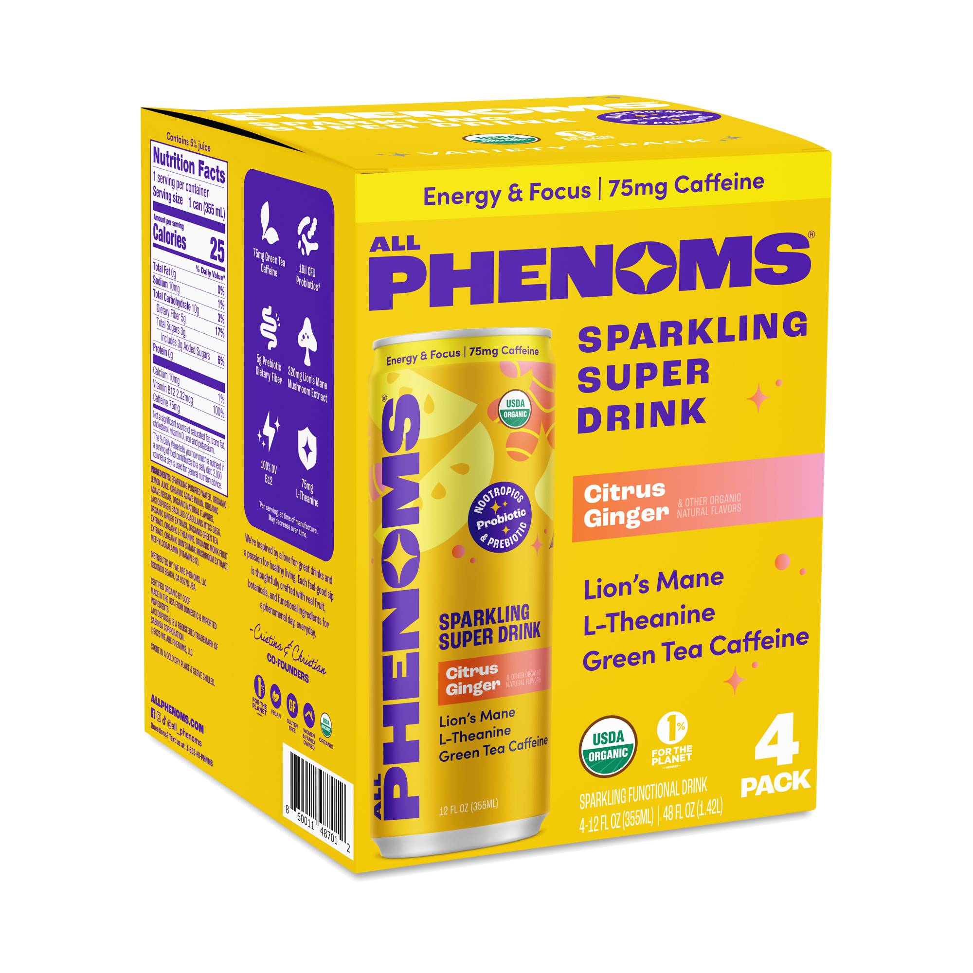 Energy & Focus Sparkling Super Drink, Citrus Ginger